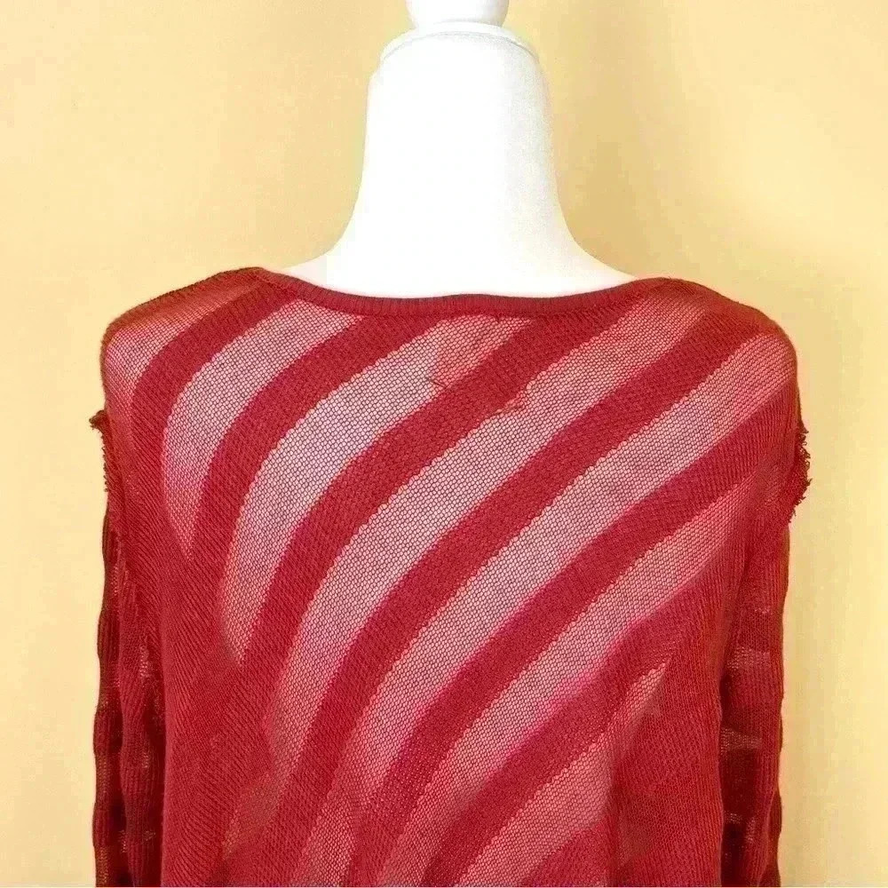 We The Free Orange Stripe V-Neck Boho Long Sleeve Sheer Wrap Style Dress Size S - Picture 8 of 14